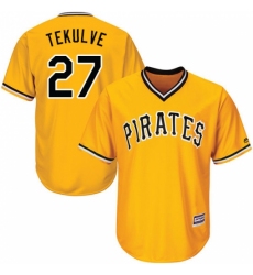 Men's Majestic Pittsburgh Pirates #27 Kent Tekulve Replica Gold Alternate Cool Base MLB Jersey