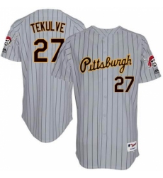 Men's Majestic Pittsburgh Pirates #27 Kent Tekulve Replica Grey 1997 Turn Back The Clock MLB Jersey