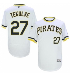 Men's Majestic Pittsburgh Pirates #27 Kent Tekulve White Flexbase Authentic Collection Cooperstown MLB Jersey