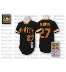 Men's Mitchell and Ness Pittsburgh Pirates #27 Kent Tekulve Authentic Black Throwback MLB Jersey