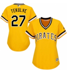 Women's Majestic Pittsburgh Pirates #27 Kent Tekulve Replica Gold Alternate Cool Base MLB Jersey