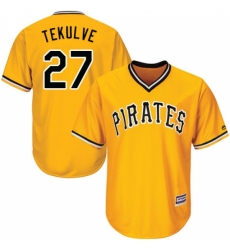 Youth Majestic Pittsburgh Pirates #27 Kent Tekulve Replica Gold Alternate Cool Base MLB Jersey