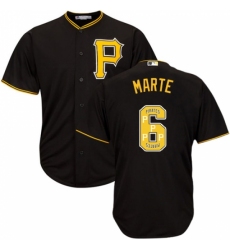Men's Majestic Pittsburgh Pirates #6 Starling Marte Authentic Black Team Logo Fashion Cool Base MLB Jersey