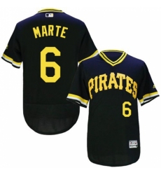 Men's Majestic Pittsburgh Pirates #6 Starling Marte Black Flexbase Authentic Collection Cooperstown MLB Jersey