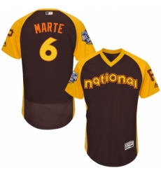 Men's Majestic Pittsburgh Pirates #6 Starling Marte Brown 2016 All-Star National League BP Authentic Collection Flex Base MLB Jersey