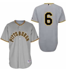 Men's Majestic Pittsburgh Pirates #6 Starling Marte Replica Grey 1953 Turn Back The Clock MLB Jersey