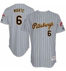 Men's Majestic Pittsburgh Pirates #6 Starling Marte Replica Grey 1997 Turn Back The Clock MLB Jersey