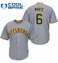 Men's Majestic Pittsburgh Pirates #6 Starling Marte Replica Grey Road Cool Base MLB Jersey