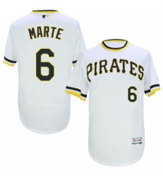 Men's Majestic Pittsburgh Pirates #6 Starling Marte White Flexbase Authentic Collection Cooperstown MLB Jersey