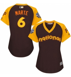 Women's Majestic Pittsburgh Pirates #6 Starling Marte Authentic Brown 2016 All-Star National League BP Cool Base MLB Jersey