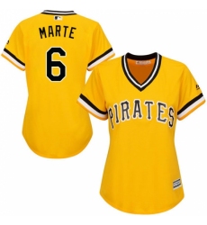 Women's Majestic Pittsburgh Pirates #6 Starling Marte Authentic Gold Alternate Cool Base MLB Jersey