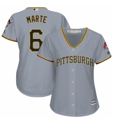 Women's Majestic Pittsburgh Pirates #6 Starling Marte Authentic Grey Road Cool Base MLB Jersey
