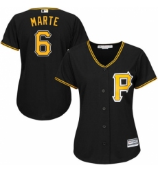 Women's Majestic Pittsburgh Pirates #6 Starling Marte Replica Black Alternate Cool Base MLB Jersey