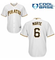 Youth Majestic Pittsburgh Pirates #6 Starling Marte Replica White Home Cool Base MLB Jersey