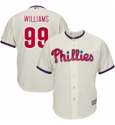 Men's Majestic Philadelphia Phillies #99 Mitch Williams Replica Cream Alternate Cool Base MLB Jersey