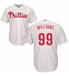 Men's Majestic Philadelphia Phillies #99 Mitch Williams Replica White/Red Strip Home Cool Base MLB Jersey
