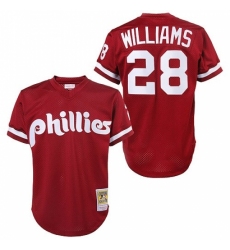 Men's Mitchell and Ness 1991 Philadelphia Phillies #28 Mitch Williams Authentic Red Throwback MLB Jersey