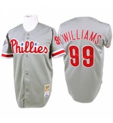 Men's Mitchell and Ness Philadelphia Phillies #99 Mitch Williams Authentic Grey Throwback MLB Jersey