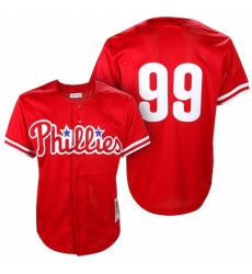Men's Mitchell and Ness Philadelphia Phillies #99 Mitch Williams Replica Red Throwback MLB Jersey