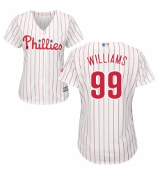 Women's Majestic Philadelphia Phillies #99 Mitch Williams Authentic White/Red Strip Home Cool Base MLB Jersey