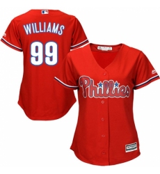 Women's Majestic Philadelphia Phillies #99 Mitch Williams Replica Red Alternate Cool Base MLB Jersey