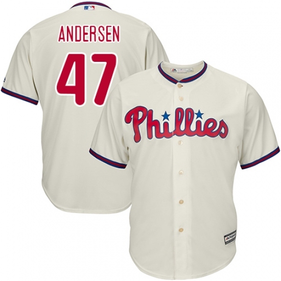 Men's Majestic Philadelphia Phillies #47 Larry Andersen Replica Cream Alternate Cool Base MLB Jersey Men's Majestic Philadelphia Phillies #47 Larry Andersen Replica Cream Alternate Cool Base MLB Jersey