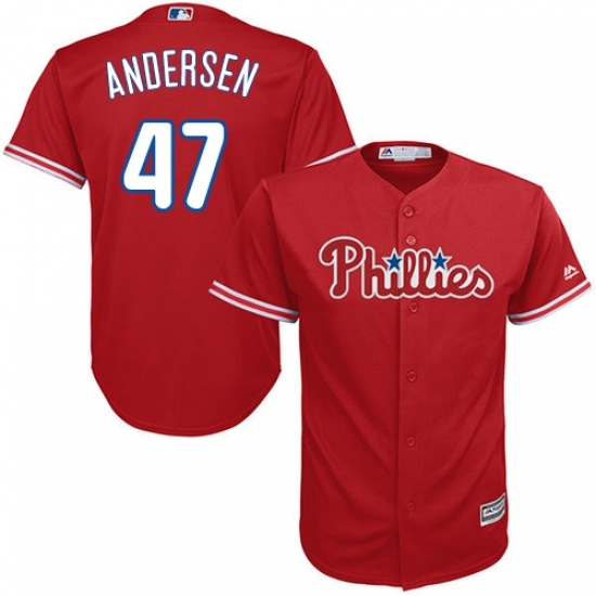 Men's Majestic Philadelphia Phillies #47 Larry Andersen Replica Red Alternate Cool Base MLB Jersey Men's Majestic Philadelphia Phillies #47 Larry Andersen Replica Red Alternate Cool Base MLB Jersey