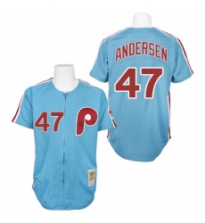 Men's Mitchell and Ness Philadelphia Phillies #47 Larry Andersen Authentic Blue 1984 Throwback MLB Jersey