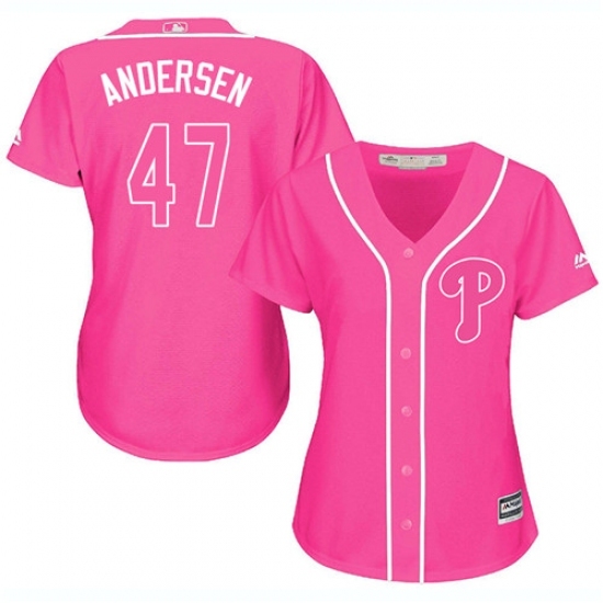 Women's Majestic Philadelphia Phillies #47 Larry Andersen Replica Pink Fashion Cool Base MLB Jersey Women's Majestic Philadelphia Phillies #47 Larry Andersen Replica Pink Fashion Cool Base MLB Jersey