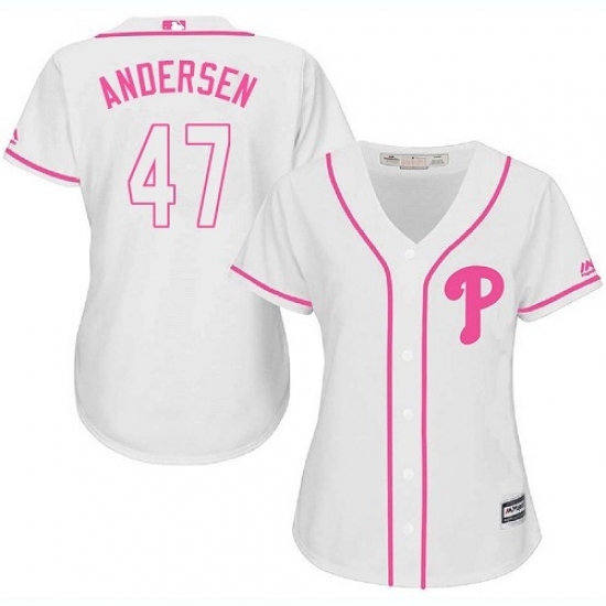 Women's Majestic Philadelphia Phillies #47 Larry Andersen Replica White Fashion Cool Base MLB Jersey Women's Majestic Philadelphia Phillies #47 Larry Andersen Replica White Fashion Cool Base MLB Jersey