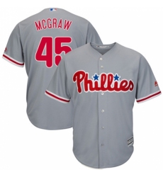 Men's Majestic Philadelphia Phillies #45 Tug McGraw Replica Grey Road Cool Base MLB Jersey