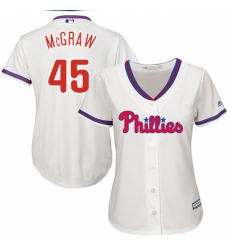 Women's Majestic Philadelphia Phillies #45 Tug McGraw Replica Cream Alternate Cool Base MLB Jersey