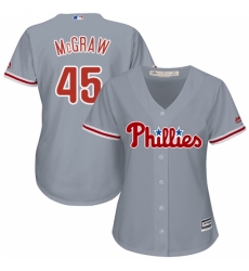 Women's Majestic Philadelphia Phillies #45 Tug McGraw Replica Grey Road Cool Base MLB Jersey