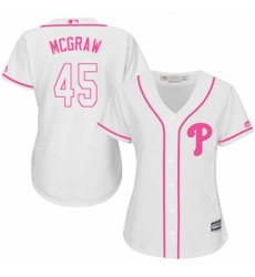 Women's Majestic Philadelphia Phillies #45 Tug McGraw Replica White Fashion Cool Base MLB Jersey
