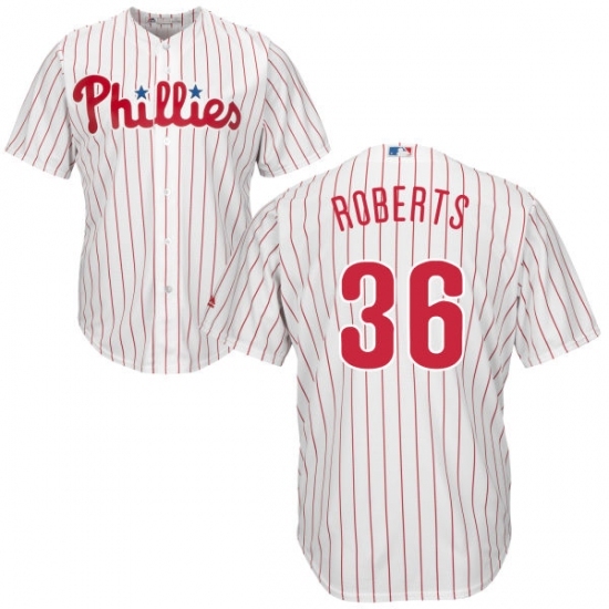 Men's Majestic Philadelphia Phillies #36 Robin Roberts Replica White/Red Strip Home Cool Base MLB Jersey Men's Majestic Philadelphia Phillies #36 Robin Roberts Replica White/Red Strip Home Cool Base MLB Jersey