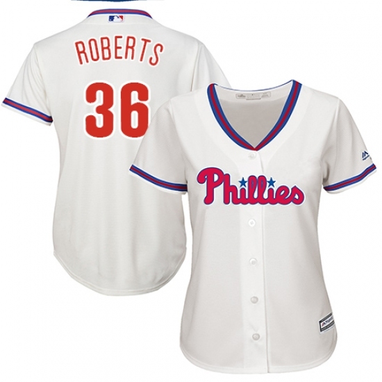 Women's Majestic Philadelphia Phillies #36 Robin Roberts Replica Cream Alternate Cool Base MLB Jersey Women's Majestic Philadelphia Phillies #36 Robin Roberts Replica Cream Alternate Cool Base MLB Jersey