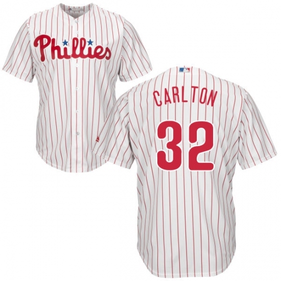 Men's Majestic Philadelphia Phillies #32 Steve Carlton Replica White/Red Strip Home Cool Base MLB Jersey Men's Majestic Philadelphia Phillies #32 Steve Carlton Replica White/Red Strip Home Cool Base MLB Jersey
