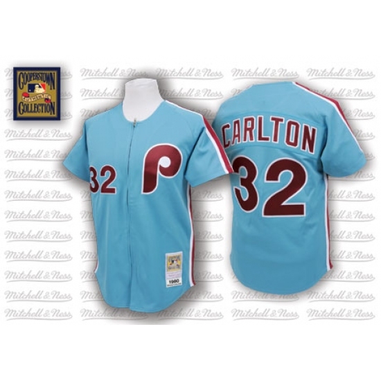 Men's Mitchell and Ness Philadelphia Phillies #32 Steve Carlton Replica Blue Throwback MLB Jersey Men's Mitchell and Ness Philadelphia Phillies #32 Steve Carlton Replica Blue Throwback MLB Jersey