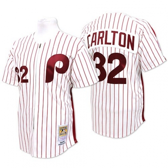 Men's Mitchell and Ness Philadelphia Phillies #32 Steve Carlton Replica White/Red Strip Throwback MLB Jersey Men's Mitchell and Ness Philadelphia Phillies #32 Steve Carlton Replica White/Red Strip Throwback MLB Jersey