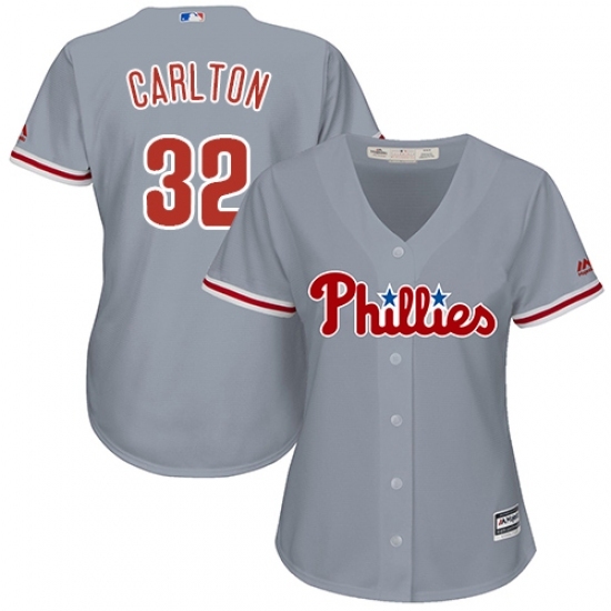 Women's Majestic Philadelphia Phillies #32 Steve Carlton Replica Grey Road Cool Base MLB Jersey Women's Majestic Philadelphia Phillies #32 Steve Carlton Replica Grey Road Cool Base MLB Jersey