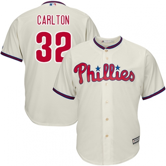 Youth Majestic Philadelphia Phillies #32 Steve Carlton Replica Cream Alternate Cool Base MLB Jersey Youth Majestic Philadelphia Phillies #32 Steve Carlton Replica Cream Alternate Cool Base MLB Jersey