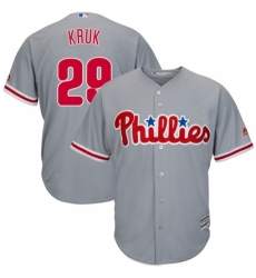 Men's Majestic Philadelphia Phillies #29 John Kruk Replica Grey Road Cool Base MLB Jersey