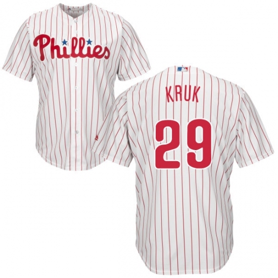 Men's Majestic Philadelphia Phillies #29 John Kruk Replica White/Red Strip Home Cool Base MLB Jersey Men's Majestic Philadelphia Phillies #29 John Kruk Replica White/Red Strip Home Cool Base MLB Jersey