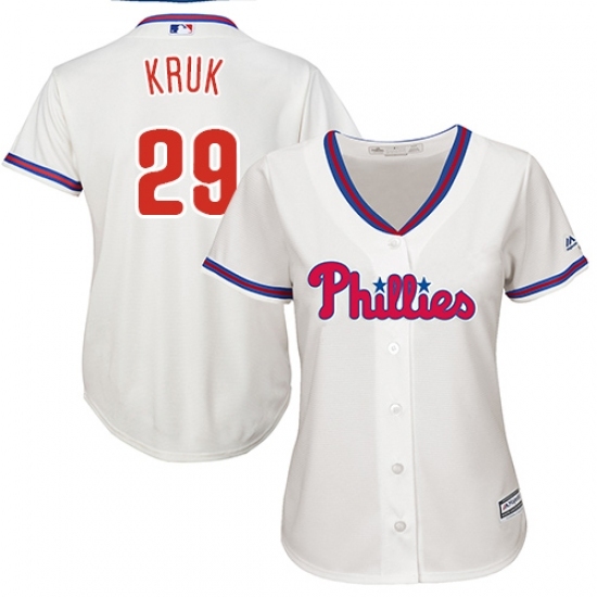 Women's Majestic Philadelphia Phillies #29 John Kruk Authentic Cream Alternate Cool Base MLB Jersey Women's Majestic Philadelphia Phillies #29 John Kruk Authentic Cream Alternate Cool Base MLB Jersey