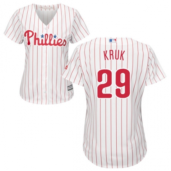 Women's Majestic Philadelphia Phillies #29 John Kruk Replica White/Red Strip Home Cool Base MLB Jersey Women's Majestic Philadelphia Phillies #29 John Kruk Replica White/Red Strip Home Cool Base MLB Jersey