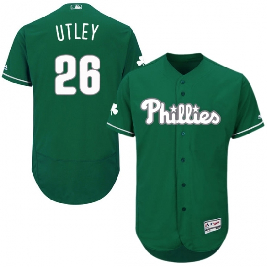 Men's Majestic Philadelphia Phillies #26 Chase Utley Green Celtic Flexbase Authentic Collection MLB Jersey Men's Majestic Philadelphia Phillies #26 Chase Utley Green Celtic Flexbase Authentic Collection MLB Jersey
