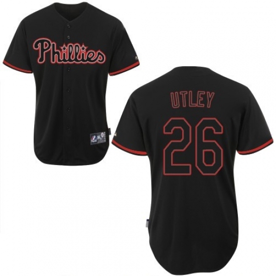 Men's Majestic Philadelphia Phillies #26 Chase Utley Replica Black Fashion MLB Jersey Men's Majestic Philadelphia Phillies #26 Chase Utley Replica Black Fashion MLB Jersey
