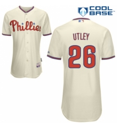 Men's Majestic Philadelphia Phillies #26 Chase Utley Replica Cream Alternate Cool Base MLB Jersey