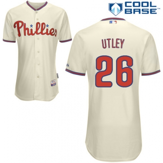 Men's Majestic Philadelphia Phillies #26 Chase Utley Replica Cream Alternate Cool Base MLB Jersey Men's Majestic Philadelphia Phillies #26 Chase Utley Replica Cream Alternate Cool Base MLB Jersey