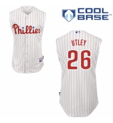 Men's Majestic Philadelphia Phillies #26 Chase Utley Replica White/Red Strip Vest Style MLB Jersey Men's Majestic Philadelphia Phillies #26 Chase Utley Replica White/Red Strip Vest Style MLB Jersey